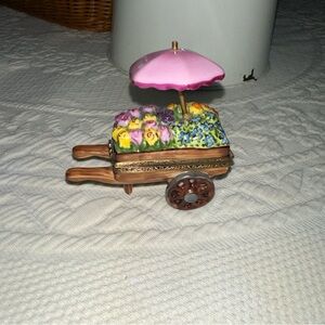 Limoges France Floral Cart print a la main ELDA CREATION figure‎ collection Rare